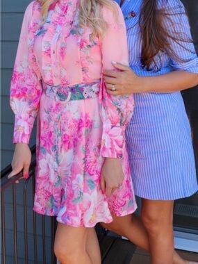 Nordstrom Pink Floral Long Sleeve Mini Dress. -  iic